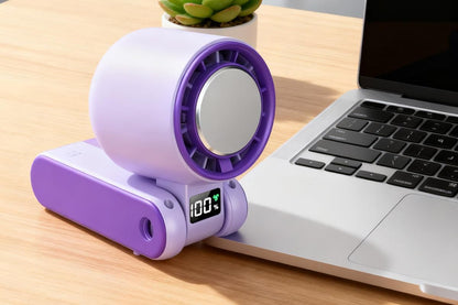 Handheld Portable Fan with Ice Cooler 100-Speed Rechargeable Handheld Fan - Purple V1263-JX-6656-1