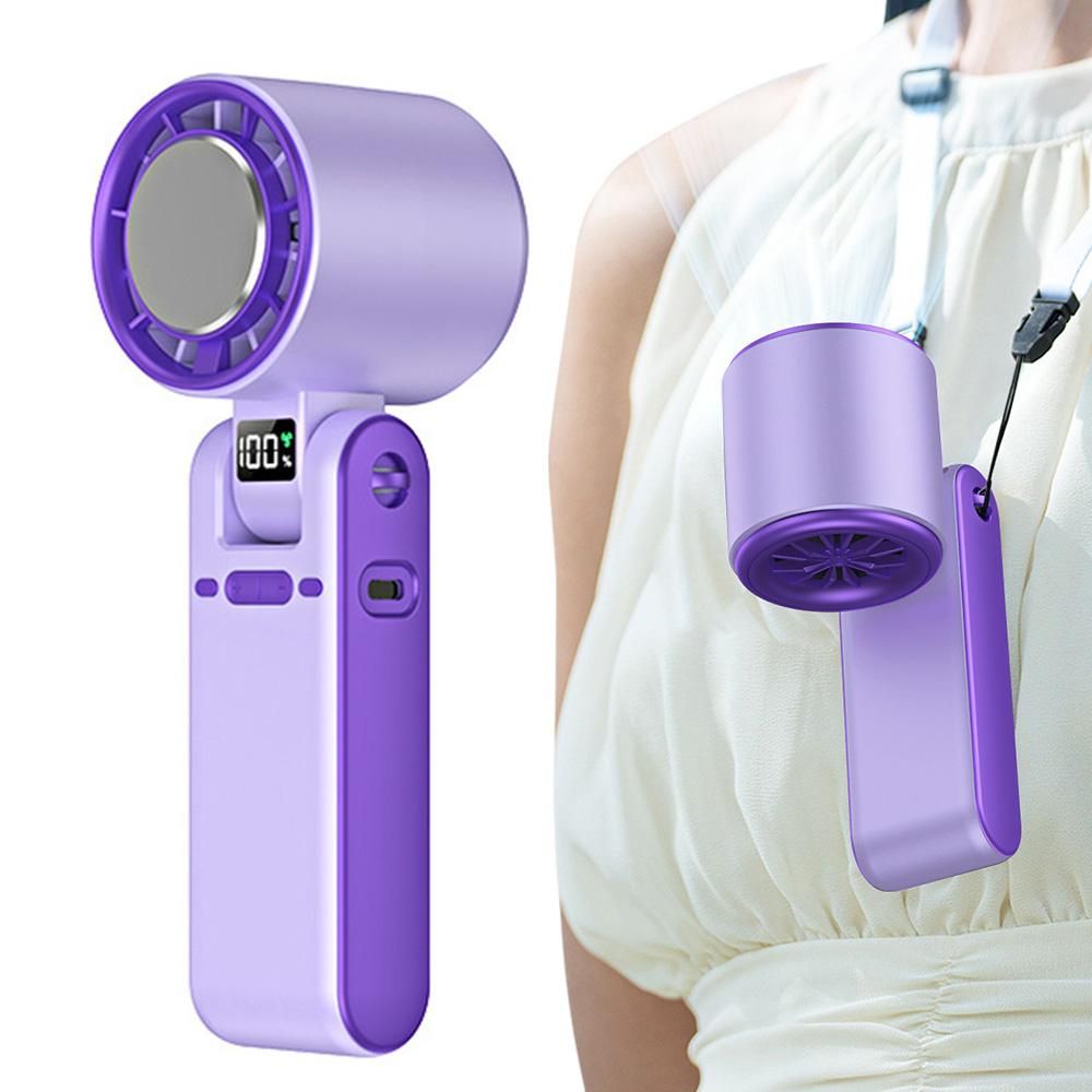 Handheld Portable Fan with Ice Cooler 100-Speed Rechargeable Handheld Fan - Purple V1263-JX-6656-1