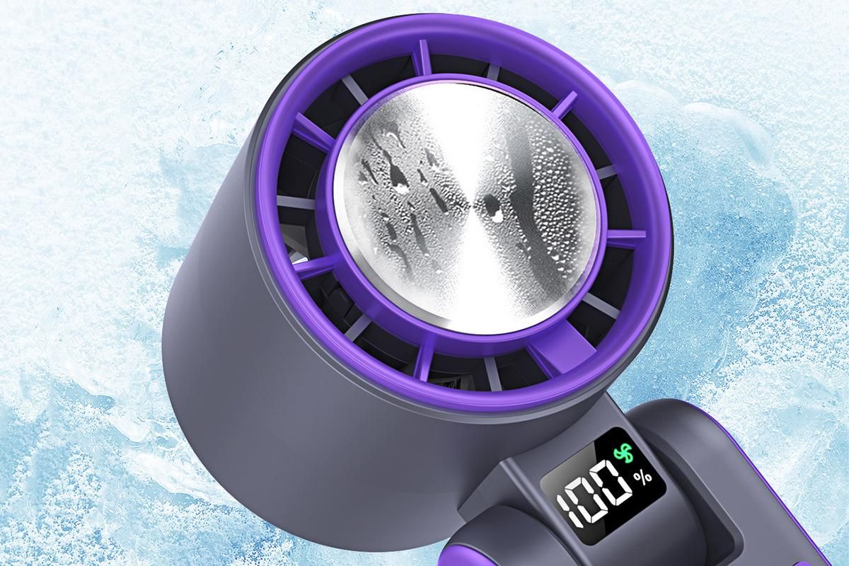 Handheld Portable Fan with Ice Cooler 100-Speed Rechargeable Handheld Fan - Gray V1263-JX-6656-2