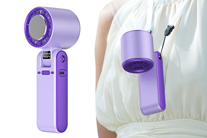 Handheld Portable Fan with Ice Cooler 100-Speed Rechargeable Handheld Fan - Gray V1263-JX-6656-2