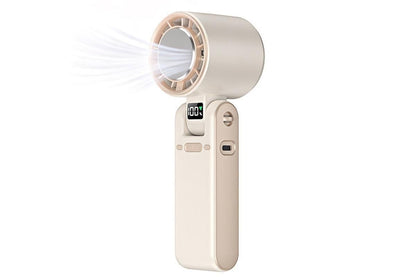 Handheld Portable Fan with Ice Cooler 100-Speed Rechargeable Handheld Fan - Beige V1263-JX-6656-3