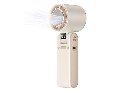 Handheld Portable Fan with Ice Cooler 100-Speed Rechargeable Handheld Fan - Beige V1263-JX-6656-3