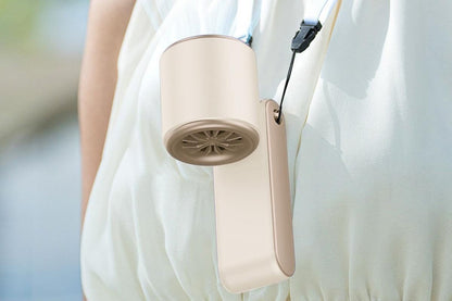 Handheld Portable Fan with Ice Cooler 100-Speed Rechargeable Handheld Fan - Beige V1263-JX-6656-3