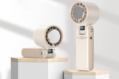 Handheld Portable Fan with Ice Cooler 100-Speed Rechargeable Handheld Fan - Beige V1263-JX-6656-3