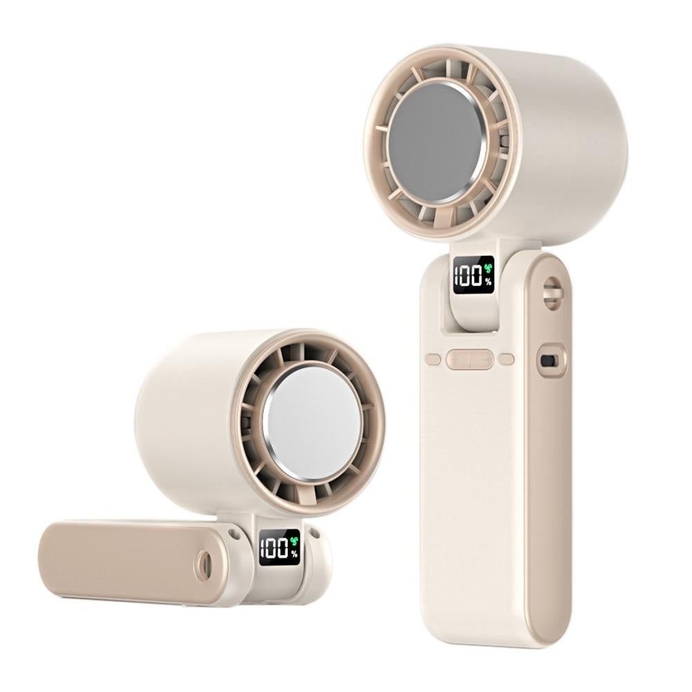 Handheld Portable Fan with Ice Cooler 100-Speed Rechargeable Handheld Fan - Beige V1263-JX-6656-3