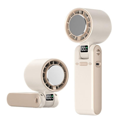 Handheld Portable Fan with Ice Cooler 100-Speed Rechargeable Handheld Fan - Beige V1263-JX-6656-3