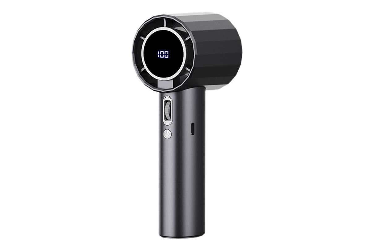 Portable Handheld Turbo Fan Windy Speed Adjustable Mini Personal Battery Operated Fan -Grey V1263-JX-6657-1