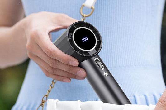 Portable Handheld Turbo Fan Windy Speed Adjustable Mini Personal Battery Operated Fan -Grey V1263-JX-6657-1
