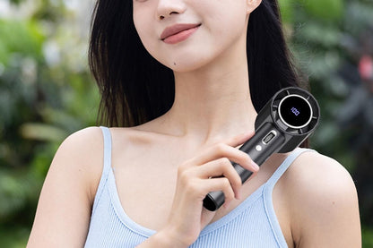 Portable Handheld Turbo Fan Windy Speed Adjustable Mini Personal Battery Operated Fan -Grey V1263-JX-6657-1