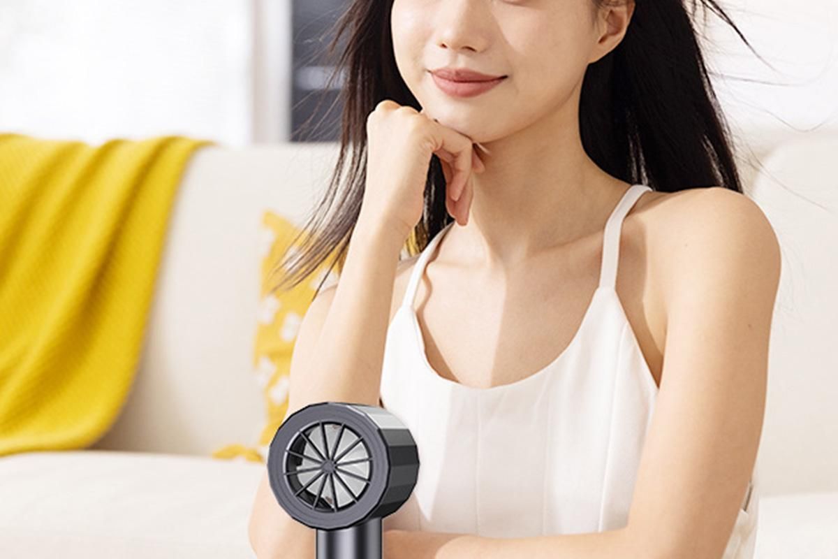 Portable Handheld Turbo Fan Windy Speed Adjustable Mini Personal Battery Operated Fan -Grey V1263-JX-6657-1