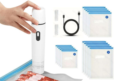 Compact Vacuum Sealer for Food Storage with 15 Reusable Vacuum Bags V1263-JX-6661