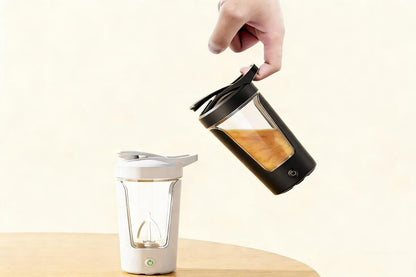 Electric Shaker Bottle USB Rechargeable Protein Mixer Cup Auto Blending Mug - White V1263-JX-6664-2