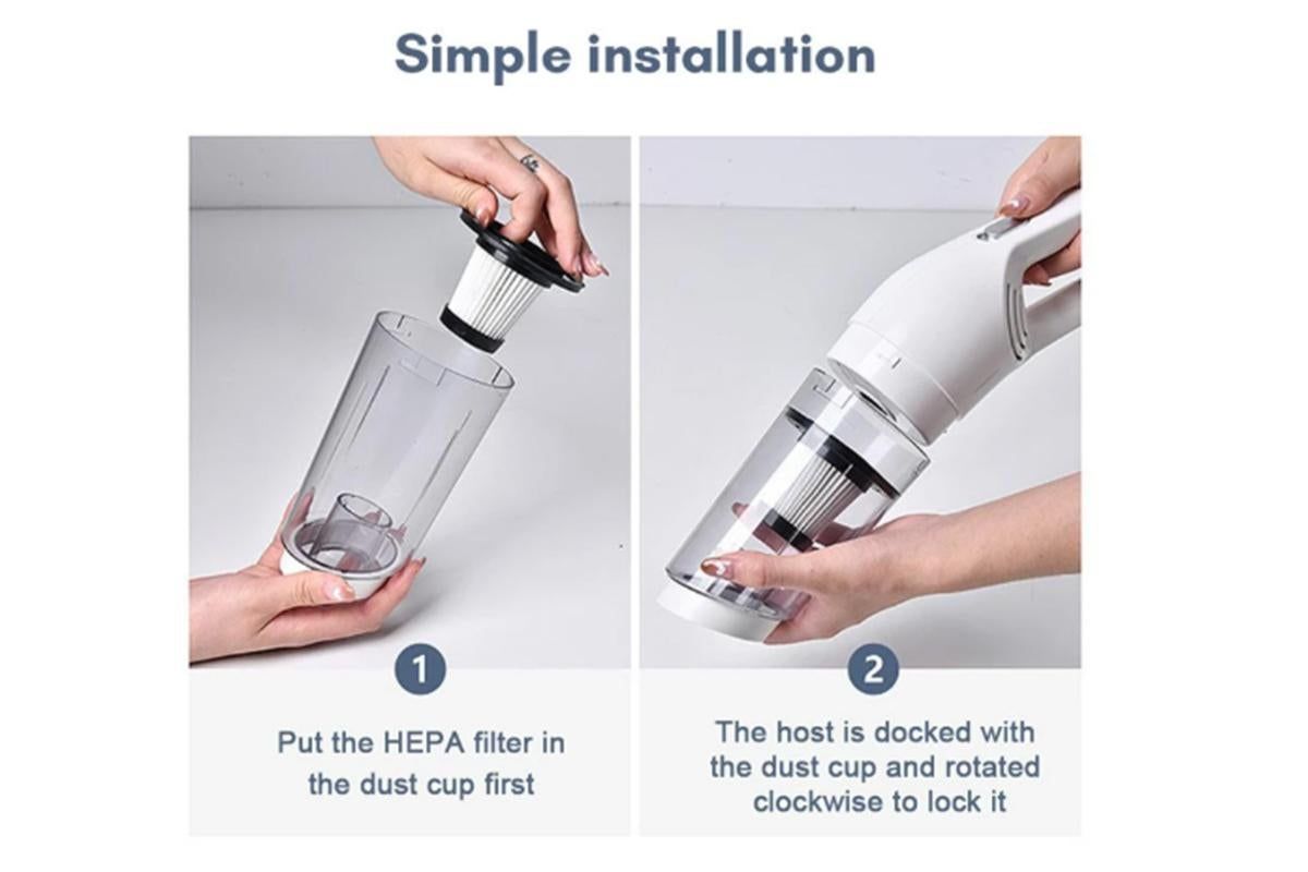 Cordless Handheld Car Vacuum Cleaner 10000Pa Strong Suction USB Rechargeable - White V1263-JX-6673-2