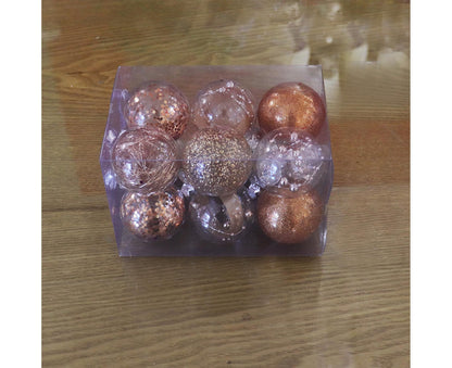 Glitter Xmas Tree Balls-Rose Gold V1263-JX-669