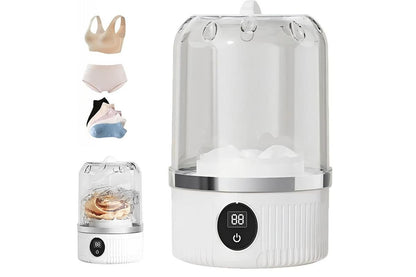 Portable Mini Washing Machine Rechargeable Small Clothes Washer for Travel Use - White V1263-JX-6694-1