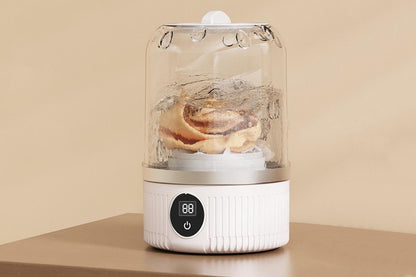 Portable Mini Washing Machine Rechargeable Small Clothes Washer for Travel Use - White V1263-JX-6694-1