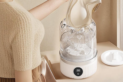 Portable Mini Washing Machine Rechargeable Small Clothes Washer for Travel Use - White V1263-JX-6694-1
