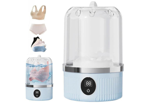 Portable Mini Washing Machine Rechargeable Small Clothes Washer for Travel Use - Blue V1263-JX-6694-2