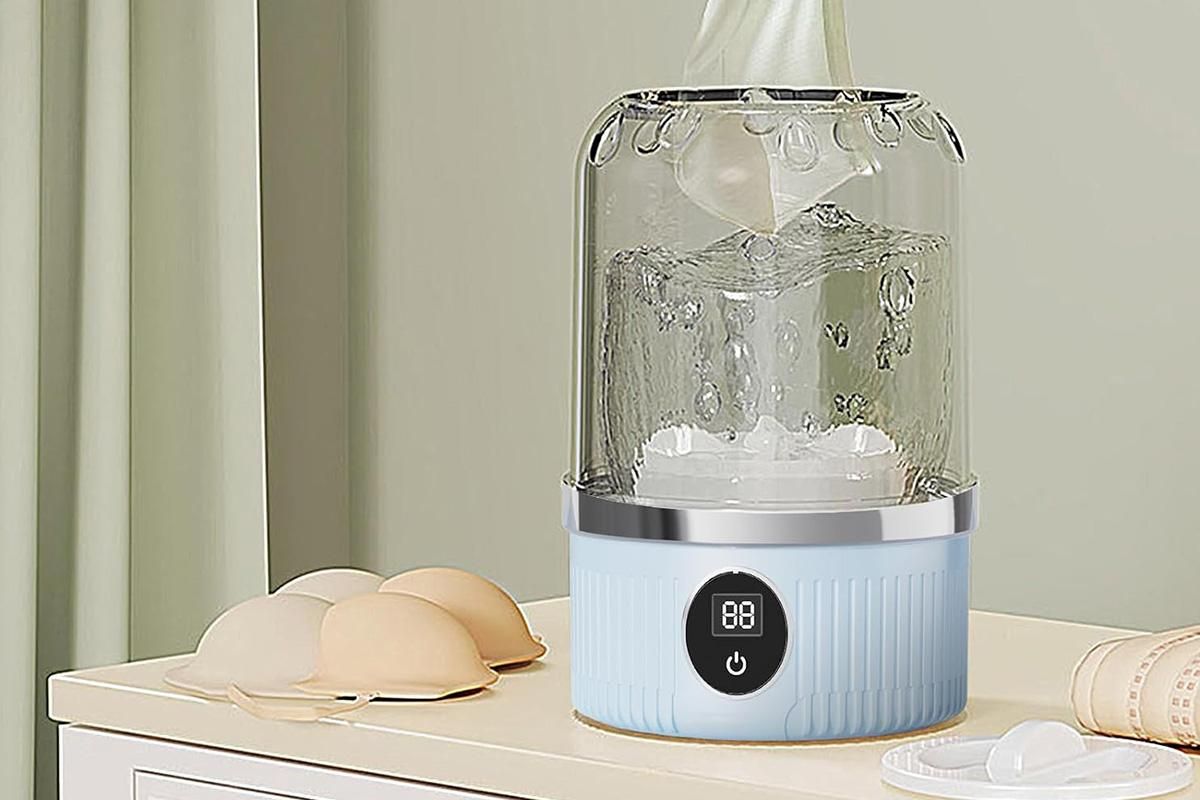 Portable Mini Washing Machine Rechargeable Small Clothes Washer for Travel Use - Blue V1263-JX-6694-2