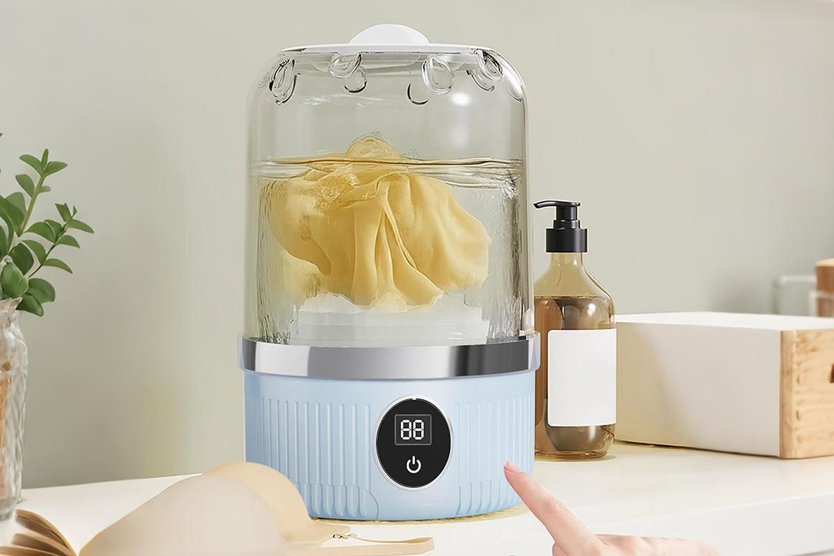 Portable Mini Washing Machine Rechargeable Small Clothes Washer for Travel Use - Blue V1263-JX-6694-2