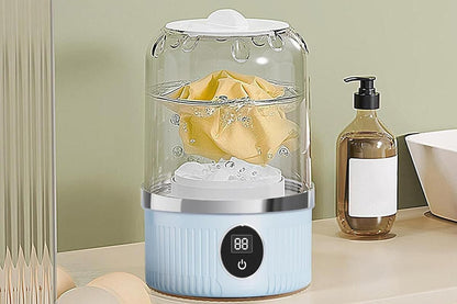 Portable Mini Washing Machine Rechargeable Small Clothes Washer for Travel Use - Blue V1263-JX-6694-2