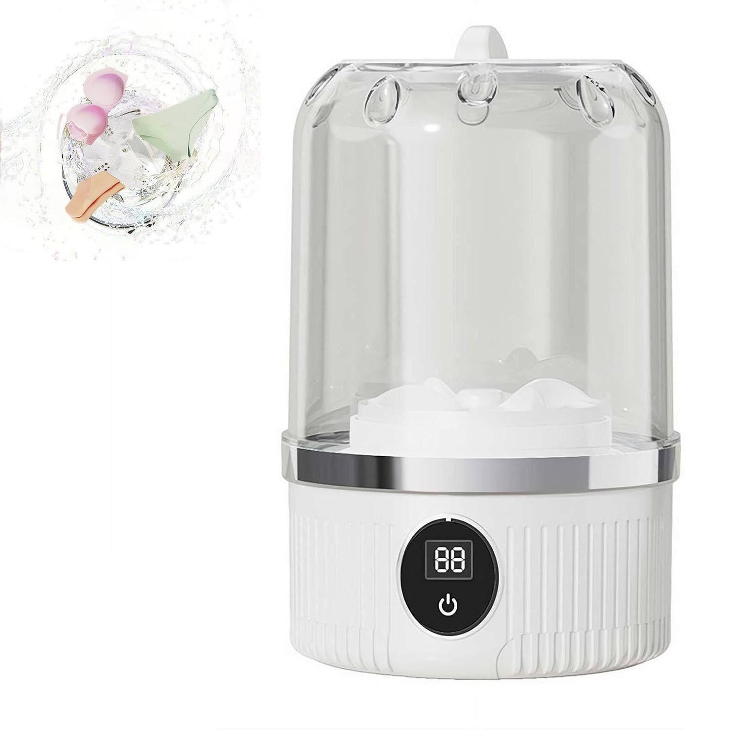 Portable Mini Washing Machine Rechargeable Small Clothes Washer for Travel Use - Blue V1263-JX-6694-2