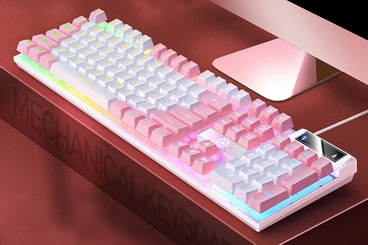 104 Keys Mechanical Gaming Keyboard Wired Backlit Keyboard Hot-Swap Mechanical Keyboard Wired Gaming Keyboard V1263-JX-6696-3