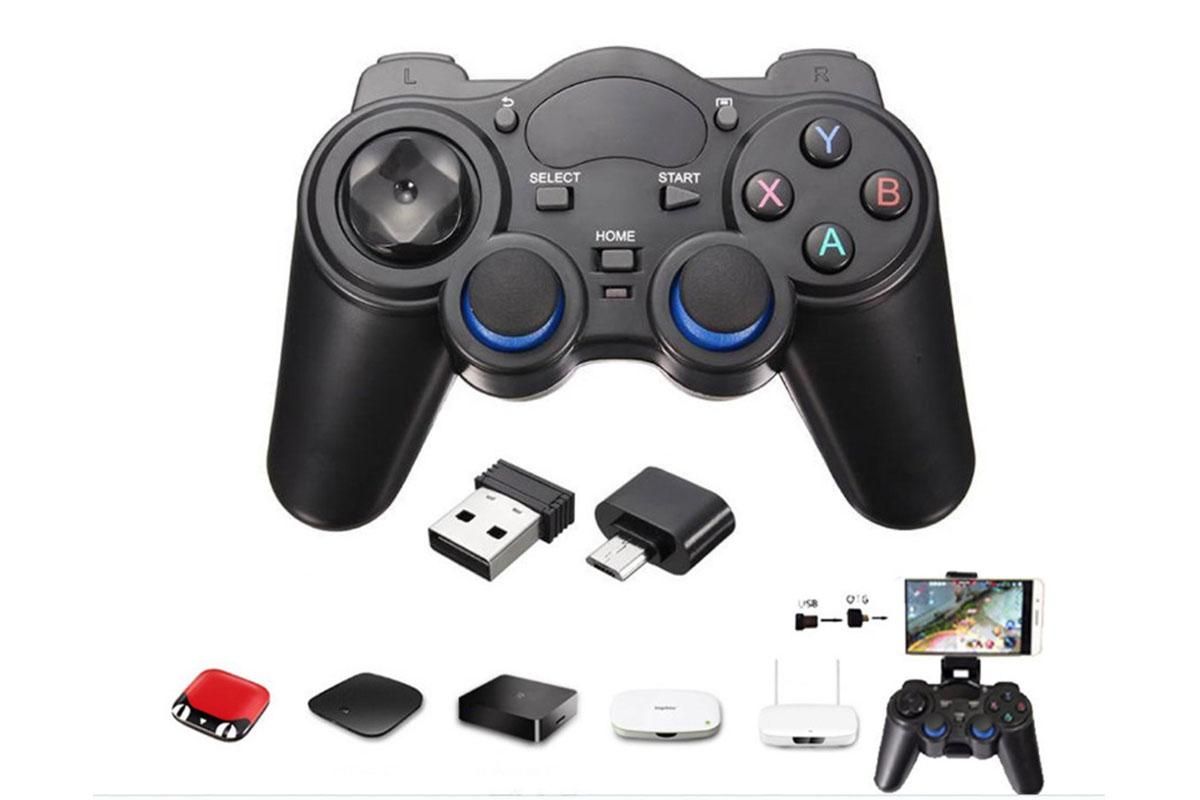 Wireless Gaming Controller for Android TV Box PC 2.4GHz Gamepad Joystick - Black V1263-JX-6698-1