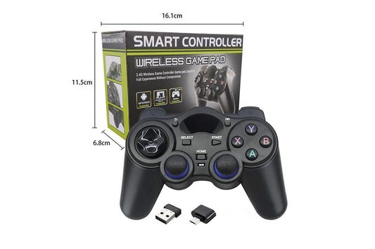 Wireless Gaming Controller for Android TV Box PC 2.4GHz Gamepad Joystick - Black V1263-JX-6698-1