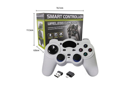 Wireless Gaming Controller for Android TV Box PC 2.4GHz Gamepad Joystick - White V1263-JX-6698-2