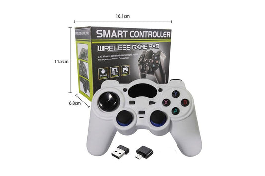 Wireless Gaming Controller for Android TV Box PC 2.4GHz Gamepad Joystick - White V1263-JX-6698-2