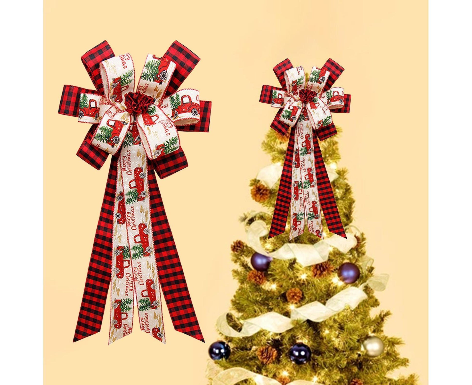 Buffalo Plaid Bow Pendant-Red Black V1263-JX-670