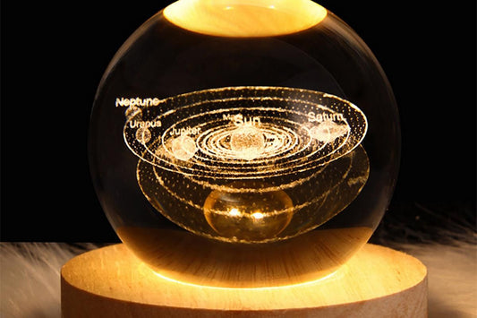 3D Milky Way System Ball with LED Stand Base Romantic Decor 3D Galaxy Crystal Ball Night Light Glass Sphere V1263-JX-6717-1