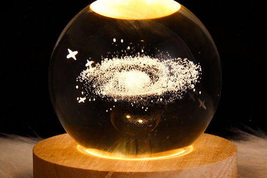3D Milky Way System Ball with LED Stand Base Romantic Decor 3D Galaxy Crystal Ball Night Light Glass Sphere V1263-JX-6717-2