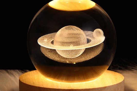 3D Milky Way System Ball with LED Stand Base Romantic Decor 3D Galaxy Crystal Ball Night Light Glass Sphere V1263-JX-6717-3