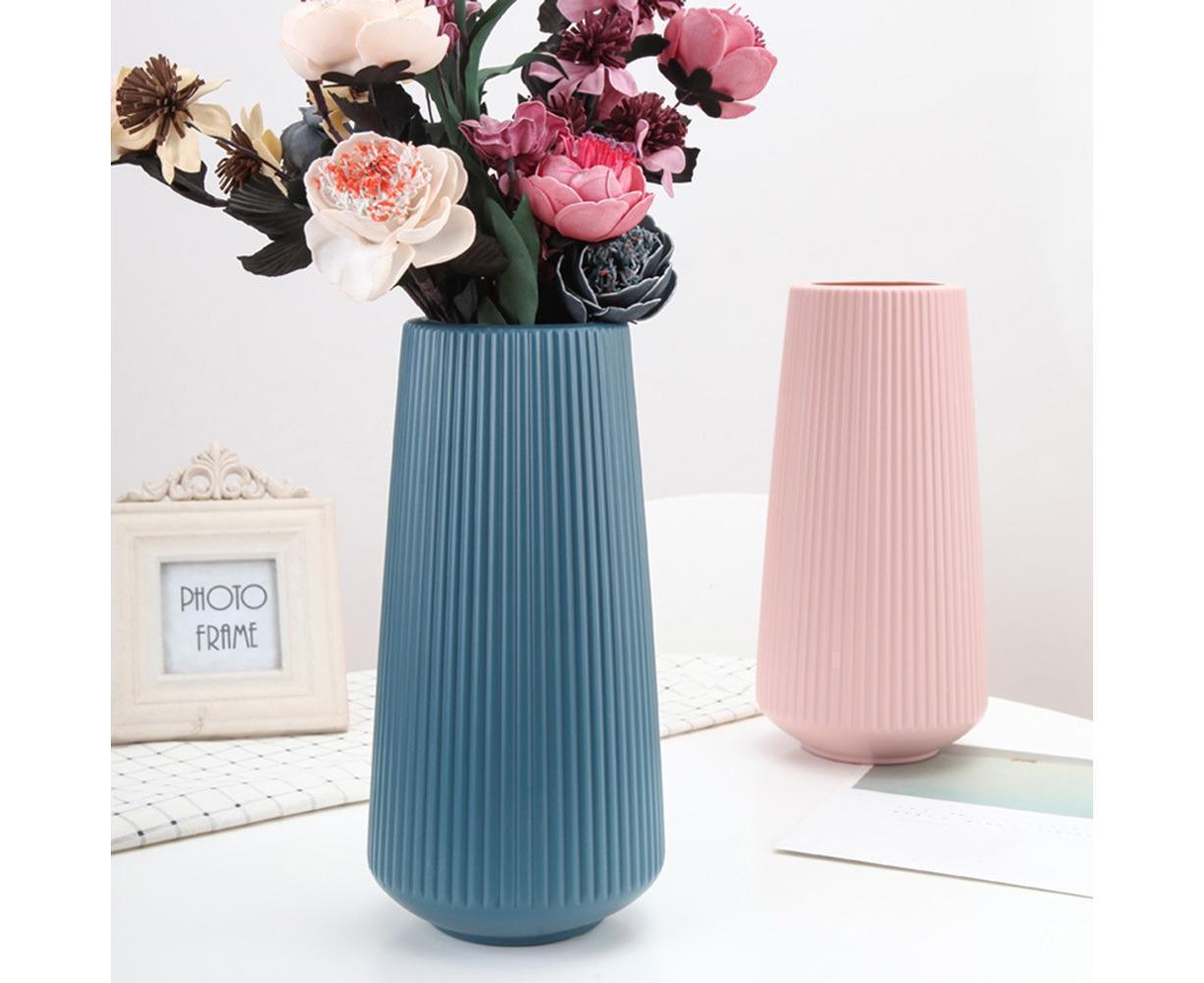 Plastic Nordic Style Vase Dried Flower Arrangement Pot Holder Home Office Decor-Blue V1263-JX-672