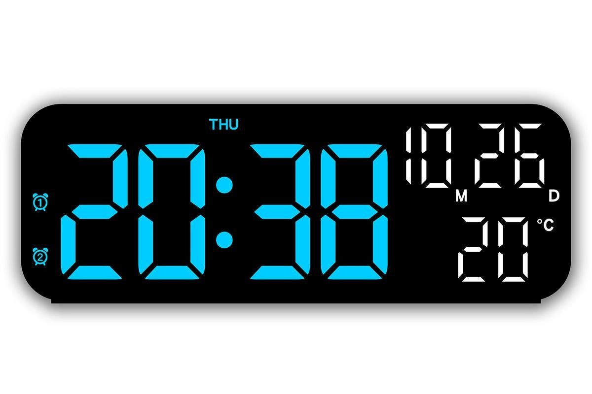 LED Digital Clock with Temperature Humidity Display for Bedroom Black V1263-JX-6723