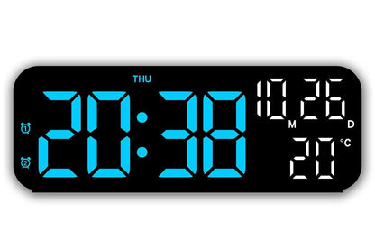 LED Digital Clock with Temperature Humidity Display for Bedroom Black V1263-JX-6723