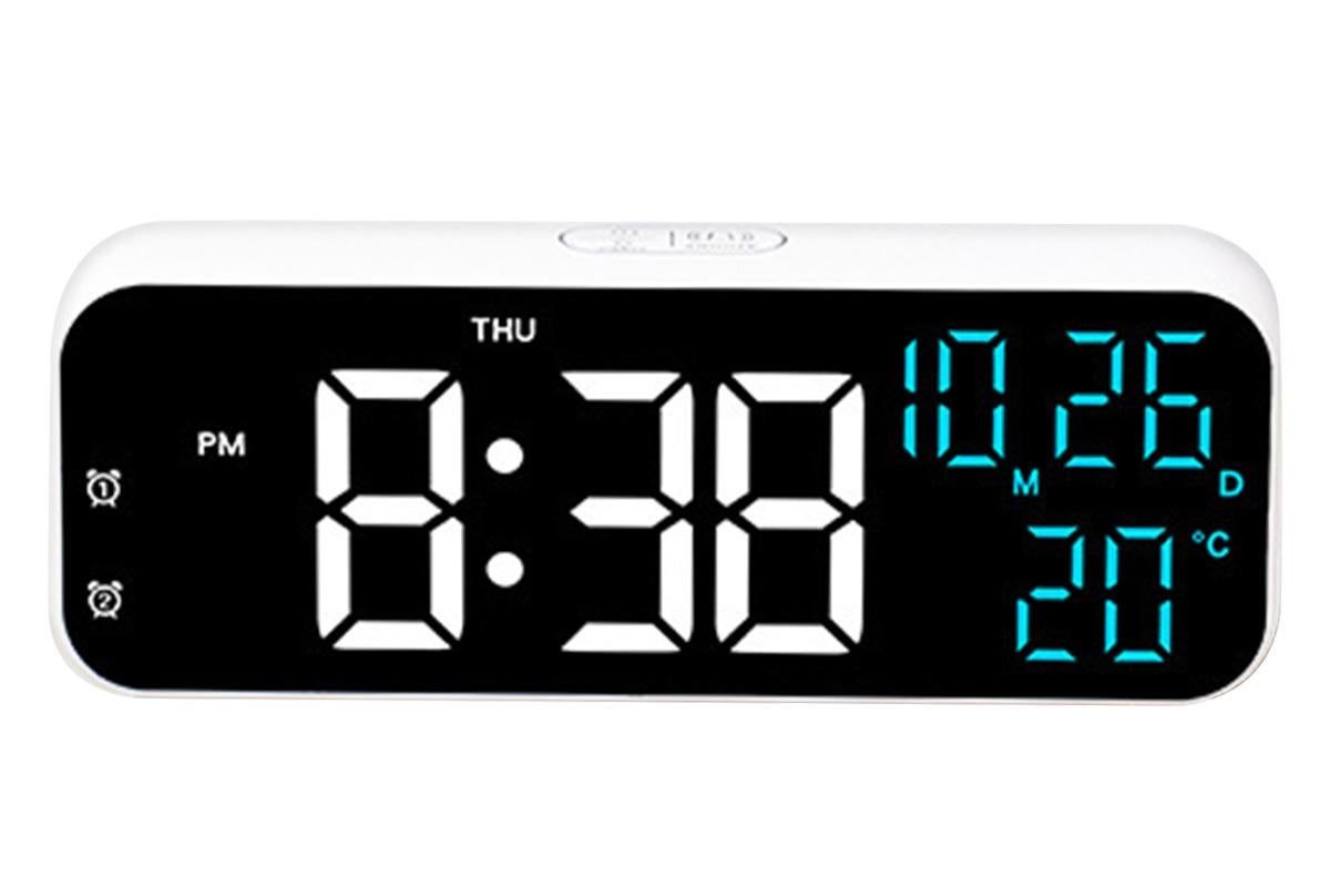 LED Digital Clock with Temperature Humidity Display for Bedroom Black V1263-JX-6723