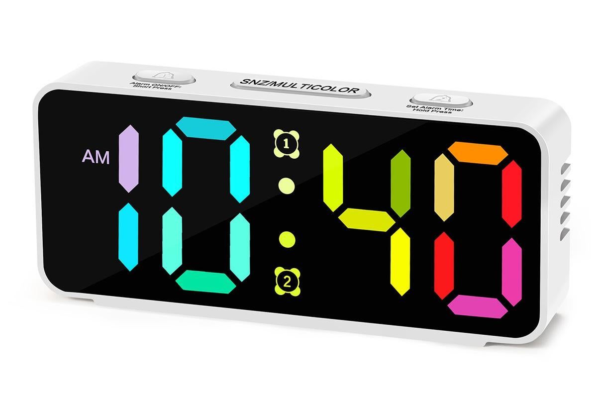 Small Digital Alarm Clock with 5 Dimmers and 5 Alarm Volumes for Bedrooms - White V1263-JX-6724-1