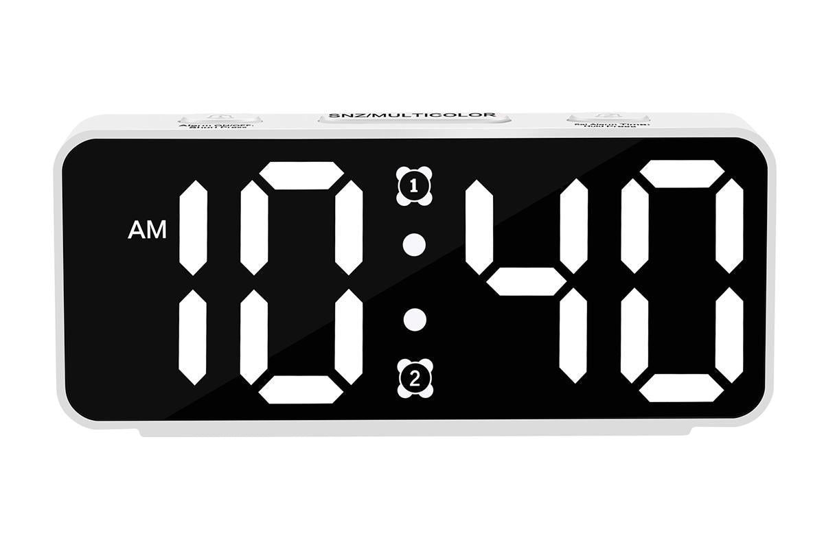 Small Digital Alarm Clock with 5 Dimmers and 5 Alarm Volumes for Bedrooms - White V1263-JX-6724-1