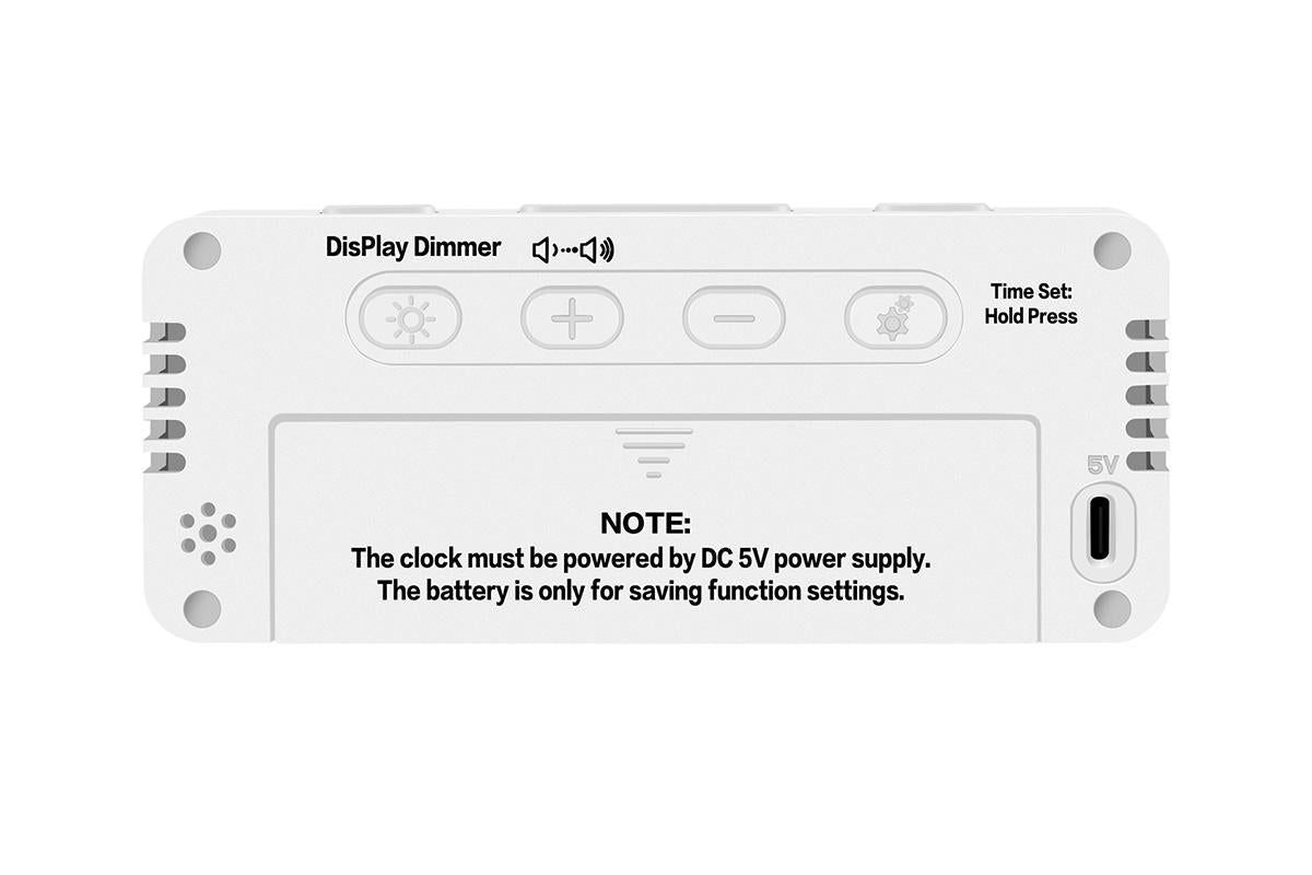 Small Digital Alarm Clock with 5 Dimmers and 5 Alarm Volumes for Bedrooms - White V1263-JX-6724-1