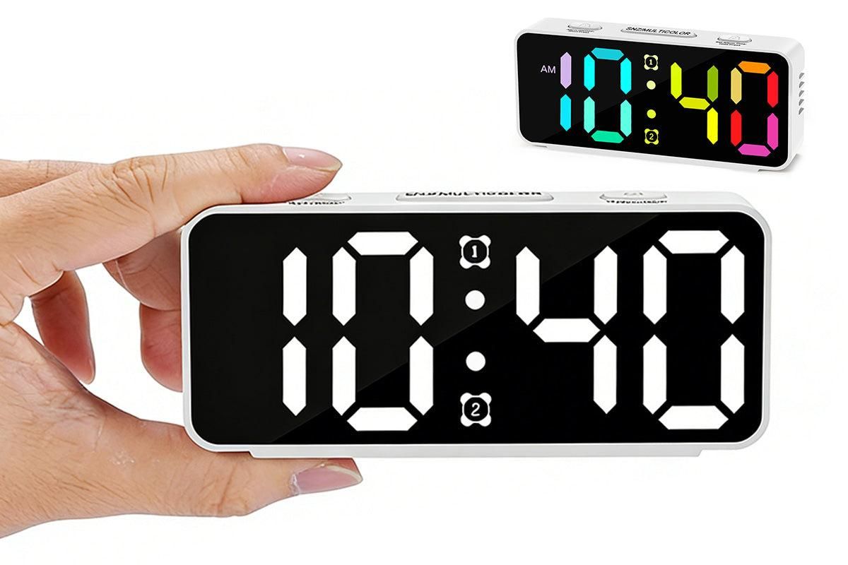 Small Digital Alarm Clock with 5 Dimmers and 5 Alarm Volumes for Bedrooms - White V1263-JX-6724-1