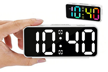 Small Digital Alarm Clock with 5 Dimmers and 5 Alarm Volumes for Bedrooms - White V1263-JX-6724-1