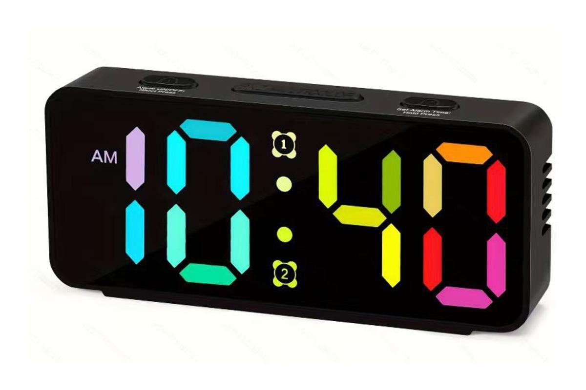 Small Digital Alarm Clock with 5 Dimmers and 5 Alarm Volumes for Bedrooms - Black V1263-JX-6724-2