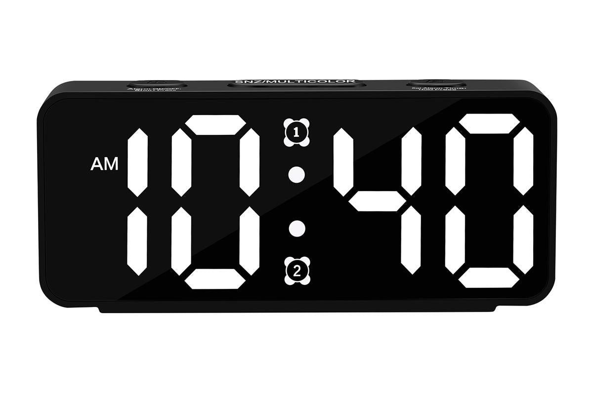 Small Digital Alarm Clock with 5 Dimmers and 5 Alarm Volumes for Bedrooms - Black V1263-JX-6724-2