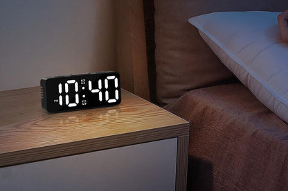 Small Digital Alarm Clock with 5 Dimmers and 5 Alarm Volumes for Bedrooms - Black V1263-JX-6724-2