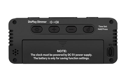 Small Digital Alarm Clock with 5 Dimmers and 5 Alarm Volumes for Bedrooms - Black V1263-JX-6724-2
