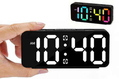 Small Digital Alarm Clock with 5 Dimmers and 5 Alarm Volumes for Bedrooms - Black V1263-JX-6724-2