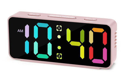 Small Digital Alarm Clock with 5 Dimmers and 5 Alarm Volumes for Bedrooms - Black V1263-JX-6724-2